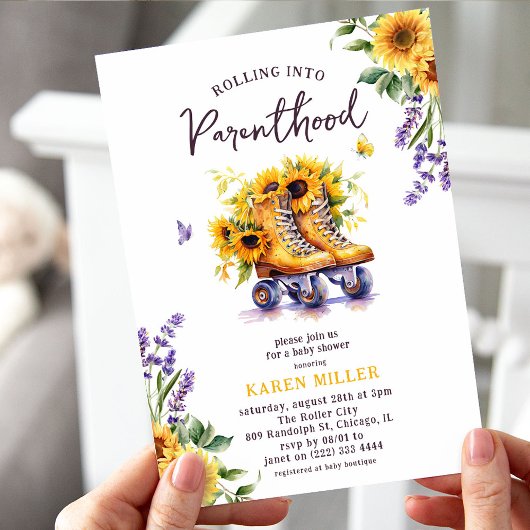 転がの親のヴィンテージチャーム赤ちゃんシャワー 招待状