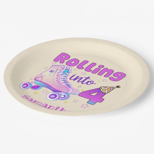 転がの4 |ローラスケート誕生祝い ペーパープレート (アングル)