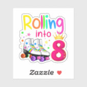 転がの8ローラースケート誕生日8年 シール (シート)