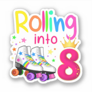 転がの8ローラースケート誕生日8年 シール