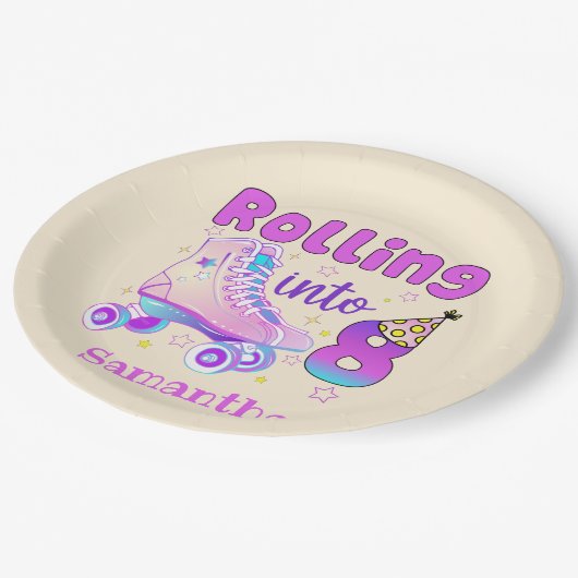 転がの8 |ローラスケート誕生祝い ペーパープレート (アングル)