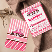 転がよ!ピンクローラスケートスポーツ誕生日 招待状