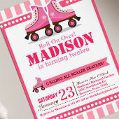 転がよ!ピンクローラスケートスポーツ誕生日 招待状