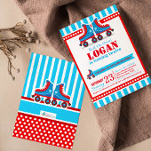 転がよ!ブルーローラスケートスポーツ誕生日 招待状