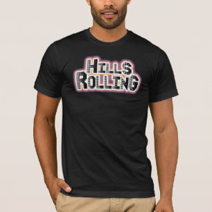 転がる丘-点のデザインの黒いTシャツ Tシャツ