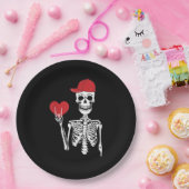 転がスケルトンハンズハートバレンティンズデイスカル ペーパープレート (パーティー)