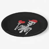 転がスケルトンハンズハートバレンティンズデイスカル ペーパープレート (アングル)