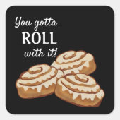 転がステッカー付きシナモン転が スクエアシール (正面)