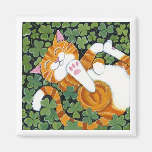 転がズインクローバー – Cat Art Magnet マグネット (正面)