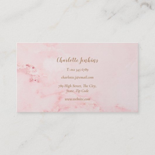 転がズピンベイカーパティスリーエレガントピンク大理石 名刺 (裏面)