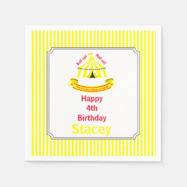 転が上！転が上！サーカスバースデーパーティーイエロー スタンダードカクテルナプキン