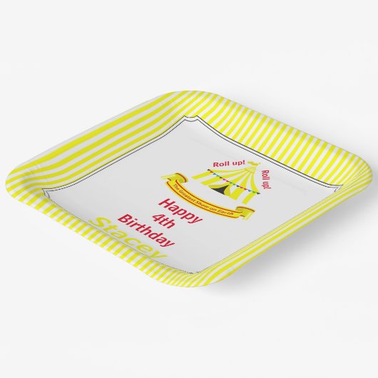 転が上！転が上！サーカスバースデーパーティーイエロー ペーパープレート (傾斜あり)