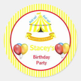 転が上！転が上！サーカスバースデーパーティーイエロー ラウンドシール
