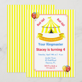 転が上！転が上！サーカスバースデーパーティーイエロー 招待状