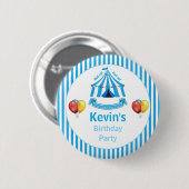 転が上!転が上!サーカスバースデーパーティーブルー 缶バッジ (正面&裏面)