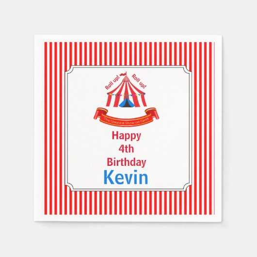 転が上!転が上!サーカス誕生日パーティー スタンダードカクテルナプキン (正面)