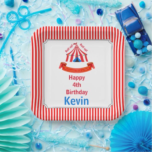 転が上！転が上！サーカス誕生日パーティー ペーパープレート (パーティー)