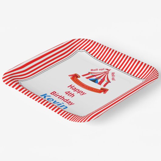 転が上！転が上！サーカス誕生日パーティー ペーパープレート (傾斜あり)