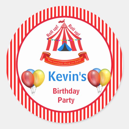 転が上!転が上!サーカス誕生日パーティー ラウンドシール (正面)
