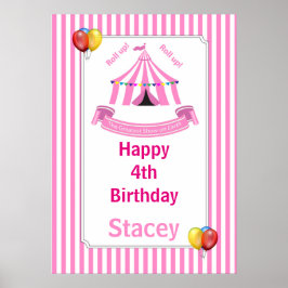 転が上！転が上！ピンクのサーカス誕生日ポスター ポスター