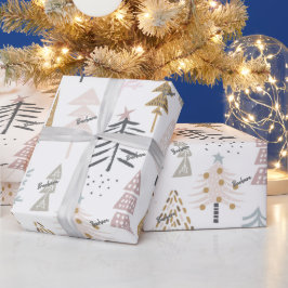 転が名お洒落図解入りの、写真付きの冬の木 ラッピングペーパー