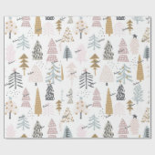 転が名お洒落図解入りの、写真付きの冬の木 ラッピングペーパー (フラット)