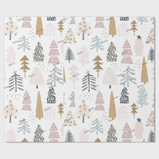 転が名お洒落図解入りの、写真付きの冬の木 ラッピングペーパー (フラット)