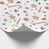 転が名前Whimsy Holiday Candy Pattern ラッピングペーパー (角)