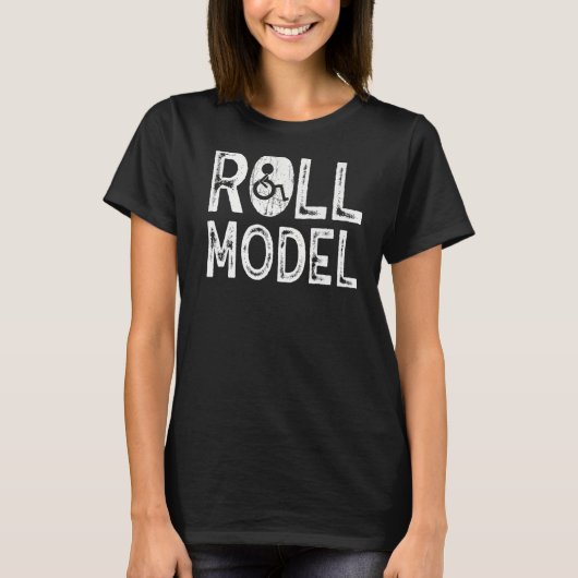 転が型障害認識度PWD車椅子モダン Tシャツ (正面)