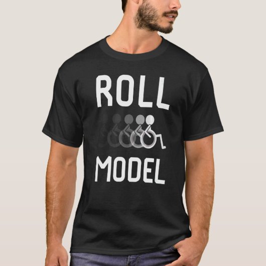 転が型障害認識度PWD車椅子モダン Tシャツ (正面)