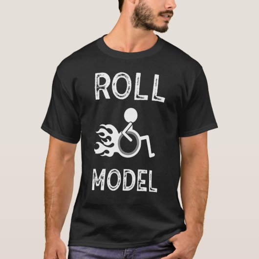 転が型障害認識度PWD車椅子モダン Tシャツ (正面)