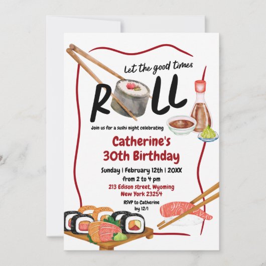 転が日本の誕生日招待状 招待状 (正面)