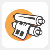 転が紙アイコン転がアップ正方形ステッカー スクエアシール (正面)