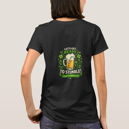 転んで準備しよう Funny St. Patrick's Day Tシャツ (裏面)