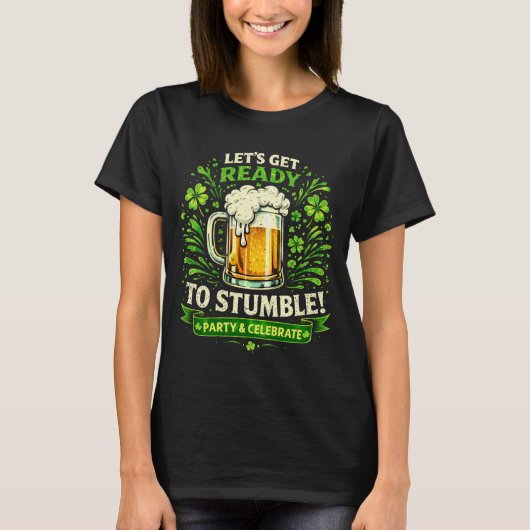 転んで準備しよう Funny St. Patrick's Day Tシャツ (正面)