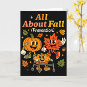 転倒予防についてのすべて　面白い秋の療法士Pt カード (黄色い花)