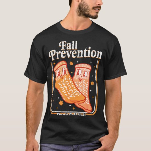 転倒予防 みんな落ちないでね 理学療法 Tシャツ (正面)