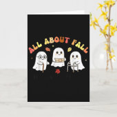 転倒防止のすべて ゴースト ハロウィンデザインTシャツ カード (黄色い花)