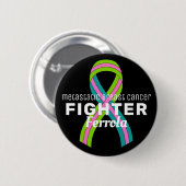 転移性乳がんリボンブラックボタン 缶バッジ (正面&裏面)