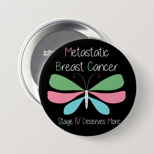 転移性乳がん擁護と支援 缶バッジ (正面&裏面)