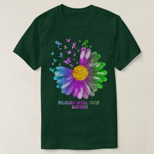 転移性乳がん認識度ギフトデイジーが Tシャツ (デザイン正面)