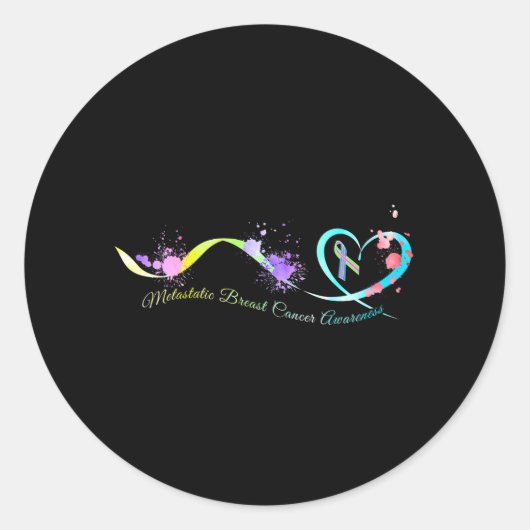 転移性乳がん認識度ハート帯 ラウンドシール (正面)