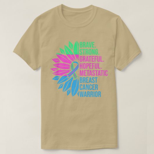 転移性乳がん認識度気に戦士 Tシャツ (デザイン正面)