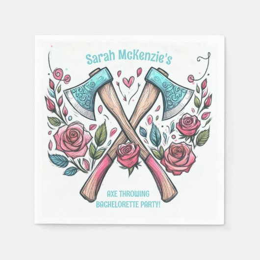 軸とバラ- Axスローバチェロレッテ スタンダードカクテルナプキン (正面)