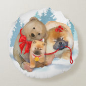 軸受けギフトの食事のテディベアのブラシのフリースの枕 ラウンドクッション (裏面)