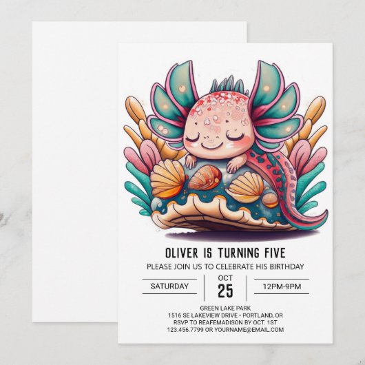 軸外子供の誕生日 招待状 (正面/裏面)