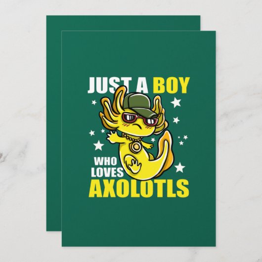 軸索が大好きな男の子かわいいおもしろいかわいい 招待状 (正面/裏面)