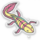 軸索鮮やか平ピンクイエローとターコイズ シール (正面)