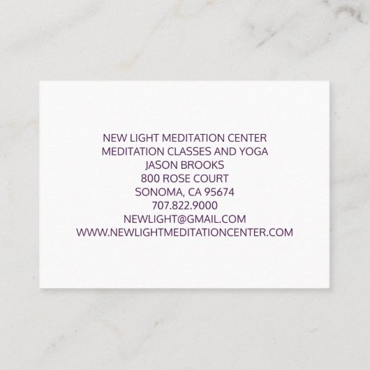 軽いめい想瞑想に囲まれたシャーマン 名刺 (裏面)