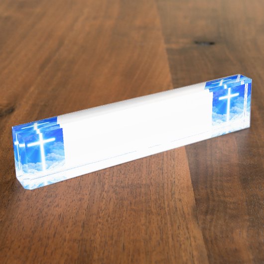 軽いイエス・キリストカスタマイズ可能なクリスチャンの十字 デスクネームプレート (側面)